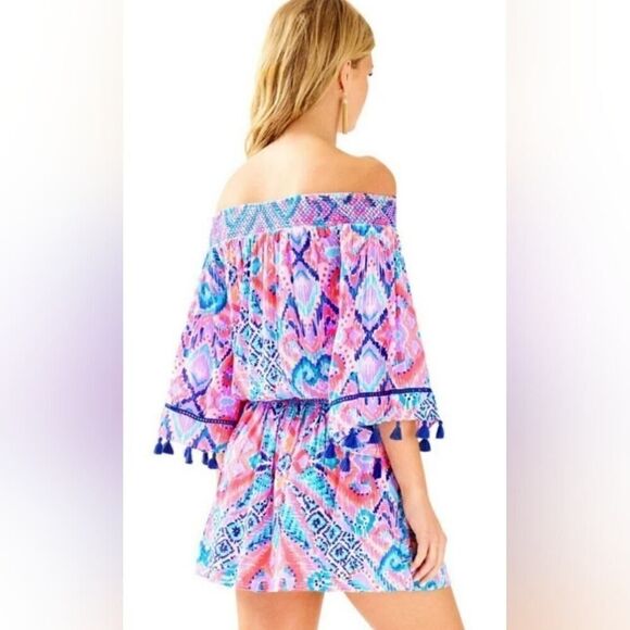 Lilly Pulitzer "Joelle" Off The Shoulder Tunic Dress, Printed Smocked | L - Picture 2 of 9